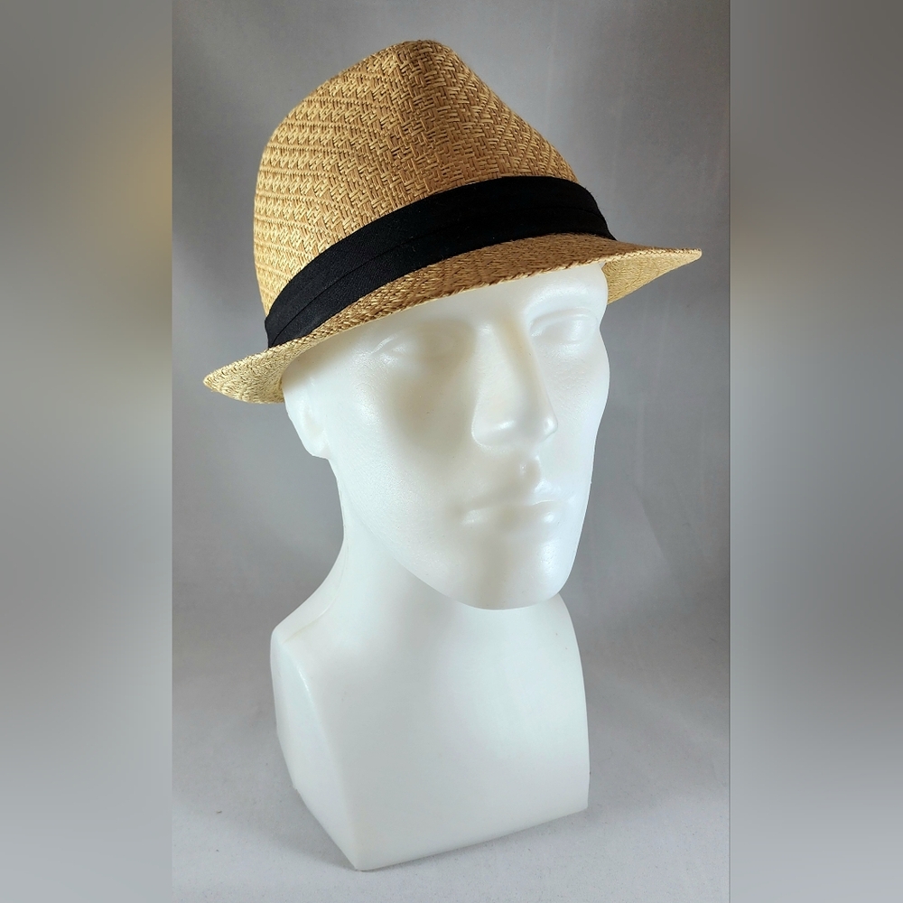 Arizona Jean Co. Stingy Brim Style Straw Fedora with a black band, Tan,L/XL size